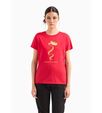 Armani Exchange T-shirt avec dtails brods rouge