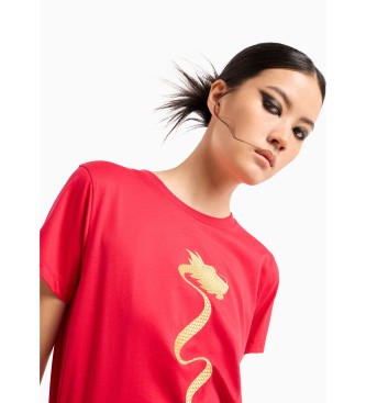 Armani Exchange T-shirt avec dtails brods rouge