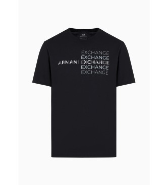 Armani Exchange Majica Besedilo črna