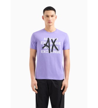 Armani Exchange T-shirt graficzny liliowy