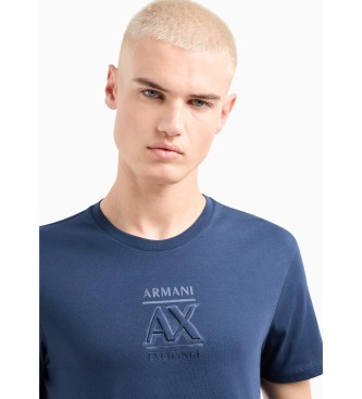 Armani Exchange Relief-T-Shirt der Marine