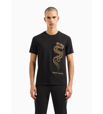 Armani Exchange T-shirt med svart drake