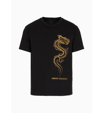 Armani Exchange T-shirt med sort drage
