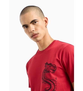 Armani Exchange T-shirt avec dtails brods rouge