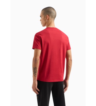 Armani Exchange T-shirt com pormenores bordados vermelha