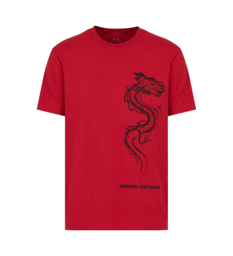 Armani Exchange T-shirt com pormenores bordados vermelha