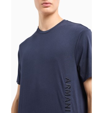 Armani Exchange T-shirt med logotyp marinbl sida