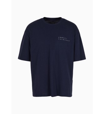 Armani Exchange Granatowy t-shirt o swobodnym kroju