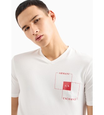 Armani Exchange Rutig T-shirt vit