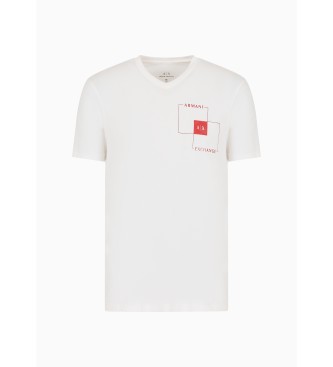 Armani Exchange Rutig T-shirt vit