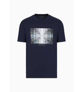 Armani Exchange Majica Učinek mornarske barve