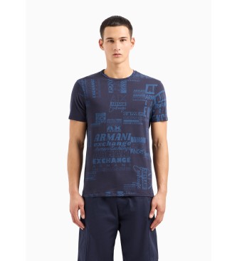 Armani Exchange Navy bedrucktes T-Shirt