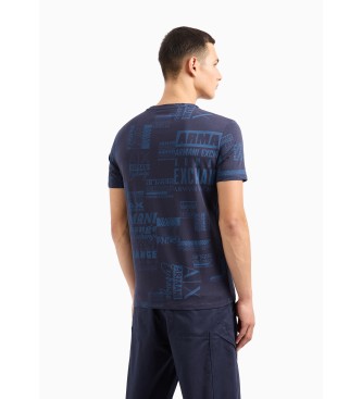 Armani Exchange T-shirt com estampado azul-marinho
