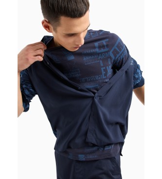 Armani Exchange T-majica s potiskom v mornariški barvi