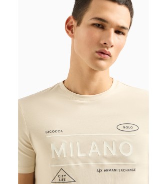 Armani Exchange Koszulka Milano w kolorze beżowym 