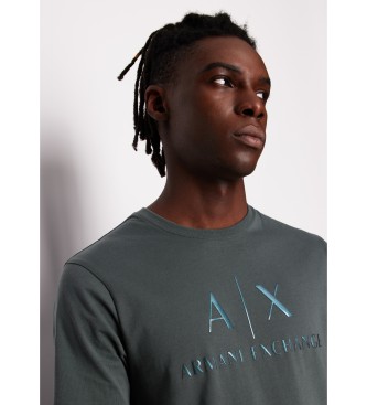 Armani Exchange Prilegajoča se majica Ax siva