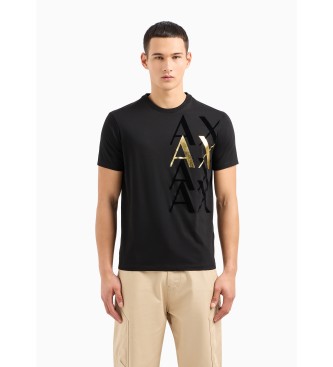 Armani Exchange Czarny T-shirt o standardowym kroju