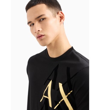 Armani Exchange Czarny T-shirt o standardowym kroju