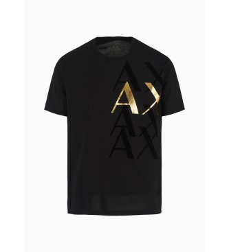 Armani Exchange Czarny T-shirt o standardowym kroju