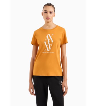 Armani Exchange T-shirt z monogramem pomarańczowy