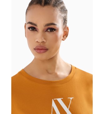 Armani Exchange Majica z monogramskim šivom oranžna