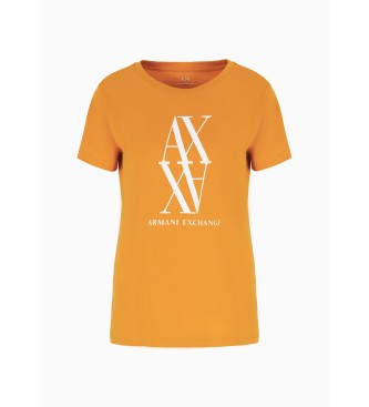 Armani Exchange T-shirt z monogramem pomarańczowy