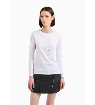 Armani Exchange T-shirt bianca a maniche lunghe con borchie