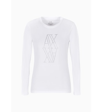 Armani Exchange T-shirt Tachuelas manga comprida branca