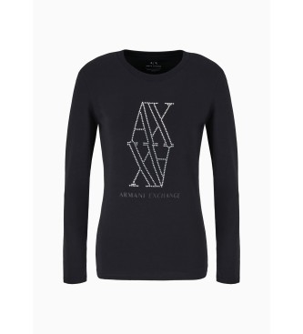 Armani Exchange T-shirt Tachuelas manches longues noir