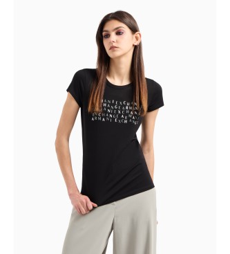 Armani Exchange Multi-Logo-T-Shirt schwarz