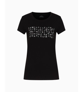 Armani Exchange Multi-Logo-T-Shirt schwarz