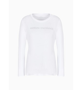 Armani Exchange Langrmet hvid t-shirt med logo