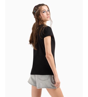 Armani Exchange T-shirt nera con mini stampa