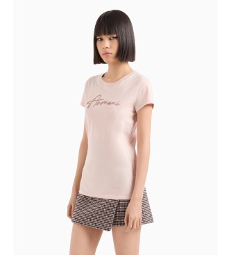 Armani Exchange Roze pailletten T-shirt