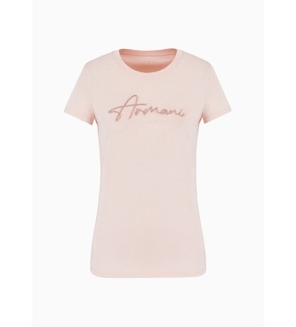 Armani Exchange Rosa Pailletten-T-Shirt