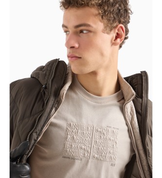 Armani Exchange T-shirt ASV vestibilit regolare in cotone organico con lettere ricamate beige