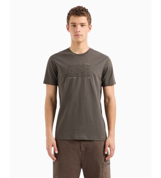 Armani Exchange ASV T-Shirt aus Bio-Baumwolle in normaler Passform mit gestickten grnen Buchstaben