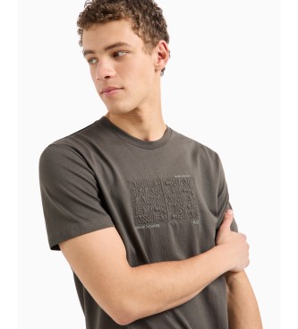 Armani Exchange T-shirt ASV z bawełny organicznej o regularnym kroju z zielonymi haftowanymi literami