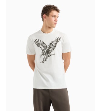 Armani Exchange Camiseta regular fit con bordado de guila en punto ASV blanco