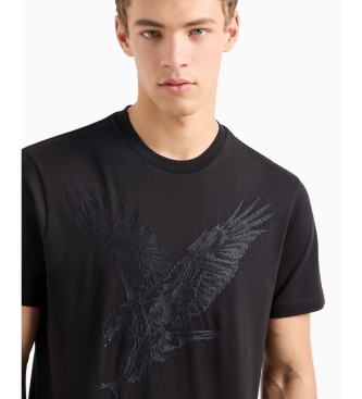 Armani Exchange Regular fit T-shirt met adelaar borduursel in zwart ASV tricot