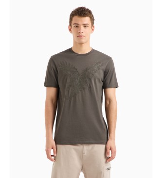 Armani Exchange T-shirt de corte regular com bordado de guia em camisola de malha ASV verde