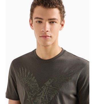 Armani Exchange Regular fit T-shirt met adelaar borduursel in groene ASV tricot