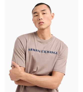 Armani Exchange Beżowa koszulka z krótkim rękawem