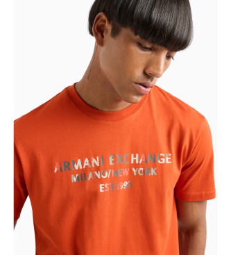 Armani Exchange Regular fit T-shirt with camouflage logo in orange ASV cotton