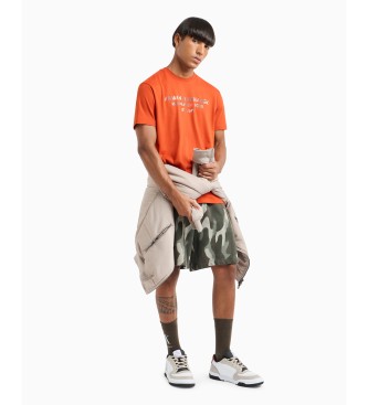 Armani Exchange Regular fit T-shirt with camouflage logo in orange ASV cotton