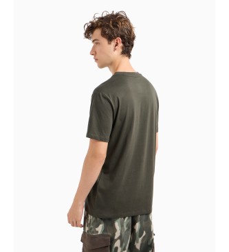 Armani Exchange Regular Fit T-Shirt mit Camouflage-Logo aus grner ASV-Baumwolle