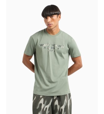 Armani Exchange Regular Fit T-Shirt mit Camouflage-Logo aus grner ASV-Baumwolle