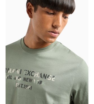 Armani Exchange Regular fit T-shirt with camouflage logo in green ASV cotton