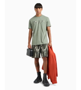 Armani Exchange Regular Fit T-Shirt mit Camouflage-Logo aus grner ASV-Baumwolle