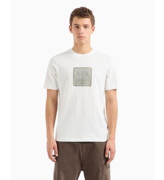 Armani Exchange T-shirt de algodo de corte regular com maxi patch branco com o logtipo ASV